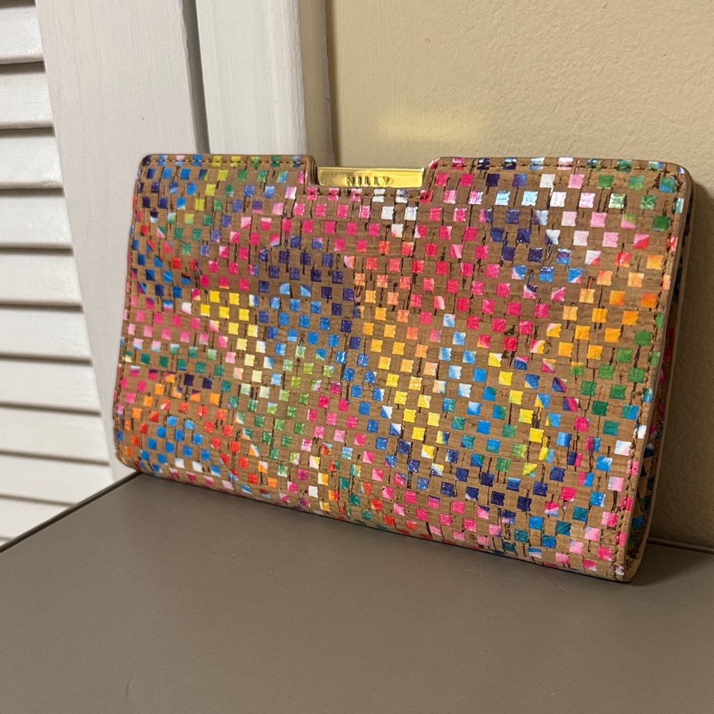 EUC! MILLY Colorful Woven Printed Bag Clutch with Gold Frame - Picture 7 of 11